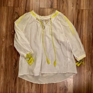 Zara Yellow Embroidered White Tunic